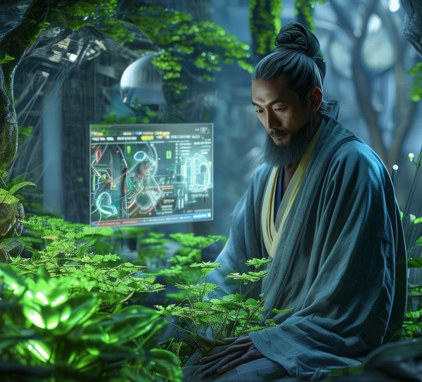 禅城科技与灵性共生，禅师的智慧与创新的新路径