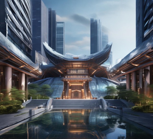 科技服务业的土地庙，城市的金融与科技创新的象征